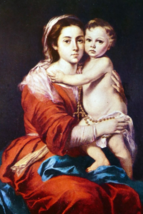 Our Lady of the Rosary Murillo Postcard unposted vintage 1970&#39;s religious - £5.98 GBP