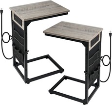 Amhancible C Shaped End Table Set Of 2, Couch Tables That Slide Under,, Het04Cgy - £69.15 GBP