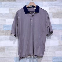 Peter Millar Luxury Polo Shirt Blue Pink Stripe Mercerized Cotton Mens L... - $29.69