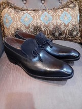 Men&#39;s Handmade Black Cowhide Leather Moccasin Shoes, Chisel Toe Loafer S... - £102.74 GBP+