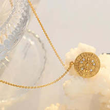 Zircon Titanium Steel Timepiece Shape Necklace - $15.74