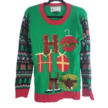 Tis The Season Ugly Christmas Sweater L Womens Long Sleeve HO HO HO Holi... - £15.61 GBP