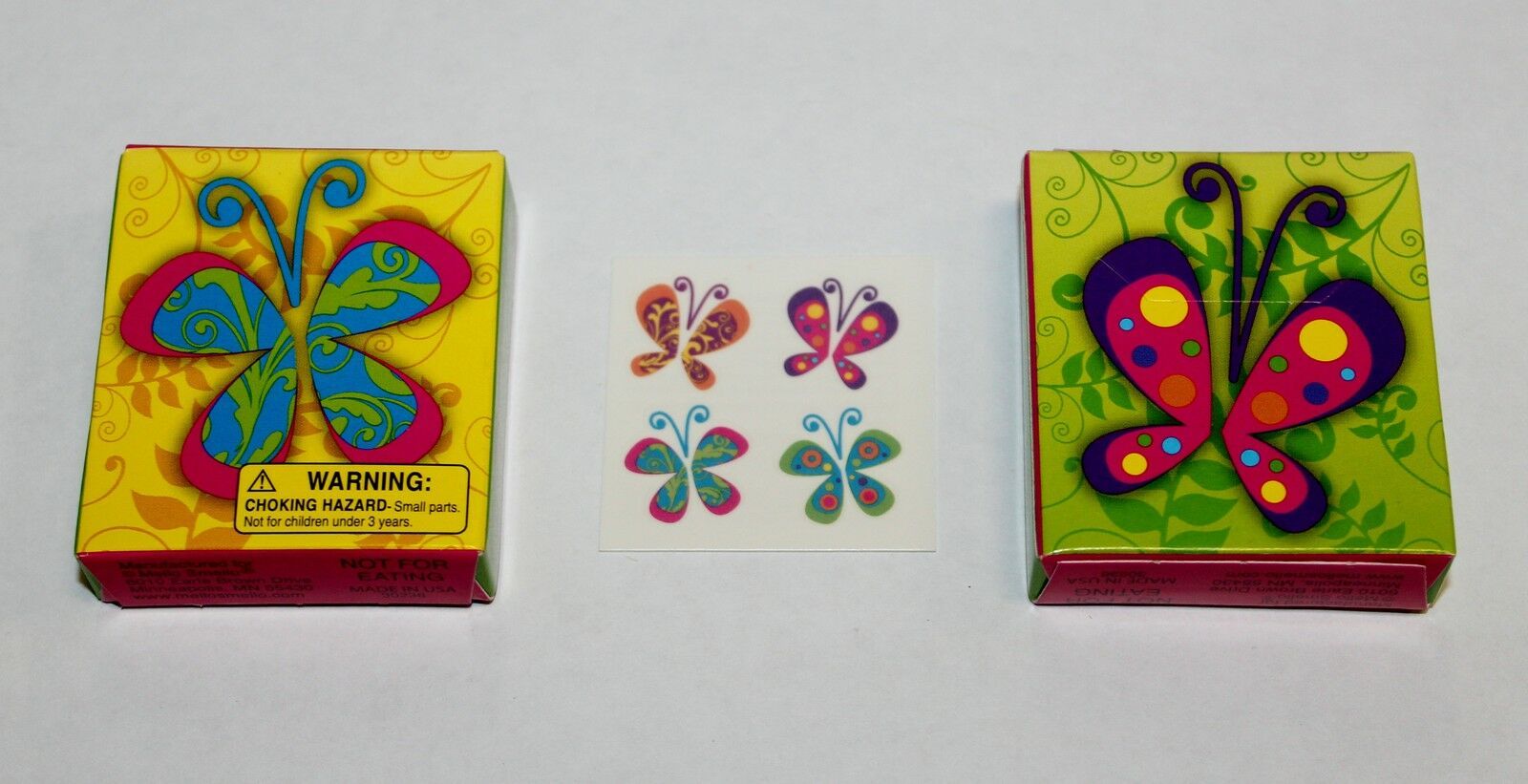 Primary image for Set of 4 Mini Tattoo Boxes with 4 Mini Butterflies Tattoos on One Sheet