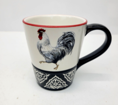 Cracker Barrel Rooster Coffee Mug Cup Black Handle Red Rim Farmhouse Chicken - £10.36 GBP