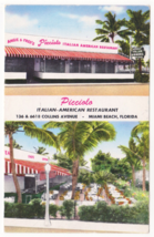 Vtg Postcard-Picciolo Inalian American Restaurant-Miami Beach FL-Chrome-FL2 - £3.06 GBP
