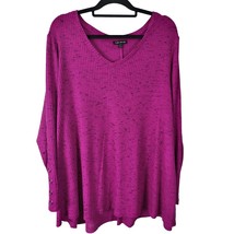 Lane Bryant Ribbed Long Sleeve Top 22/24 Women Plus Size Purple V Neck Pullover - £15.55 GBP