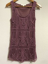 Staring at Stars Anthropologie Crochet Mini Dress Purple Lace Sz 2 Extra Small - £19.78 GBP