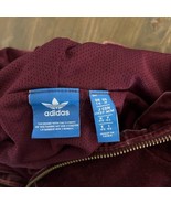 Adidas Trefoil Velour Track Jacket Hooded Womens Medium Burgundy Maroon ... - £35.49 GBP