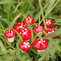 New Fresh Miniature Garden Decor 10 Pieces Mini Red Mushroom Garden Orna... - $83.56 MXN