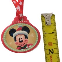 Mickey Mouse Ceramic Ornament Medallion Christmas Disney Santa Claus Hat Ribbon  - £12.72 GBP