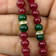 Fashion Red Green Cab Beads Single Strand Tassel 2pc Wholesale Lot 17&quot; - £11.19 GBP