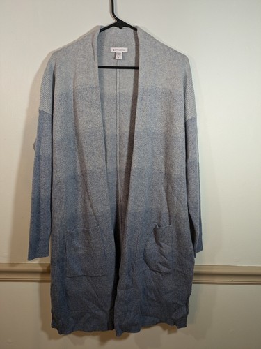Athleta Ombré Spirit Wool Cashmere Wrap Open-Front Cardigan Sweater S Bl... - $29.70