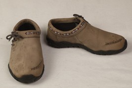 Teva Moki Brown Nubuck Leather Southwest Trim Moccasin Shoe Slip Women&#39;s 7 6892 - £11.03 GBP