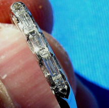 Earth mined Diamond Deco Wedding Band Vintage Solid Platinum Anniversary Ring - $2,528.52 CAD