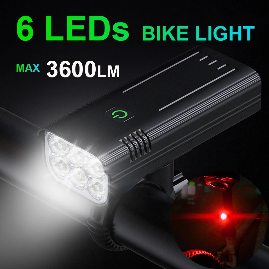 NEWBOLER Bike Light 3600 Lumens USB Chargeable Aluminum MTB Bicycle Light Set - £21.66 GBP+