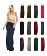 Womens Long Draped Relaxed Jersey Knit Solid Maxi Skirt - $30.12 CAD
