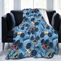 Monster Truck Cars Pattern Throw Blanket Ultra Soft Warm All Season Decorative F - £26.90 GBP