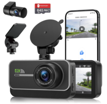 Dash Cam Front and Rear,4K+1080P WiFi Dual Dash Camera for Cars with App, 3&quot; IPS - £51.28 GBP
