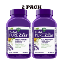 2 PACK Vicks Pure Zzzs Melatonin Sleep Aid Tablets, 1 mg Tablet, 60 Ct- 06/2023+ - £15.63 GBP