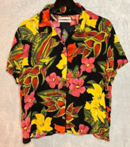 Urban Outfitters women&#39;s tropical floral short sleeve button down blouse... - $16.99