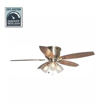 Hampton Bay Stoneridge 52&quot; LED Brushed Nickel Hugger Ceiling Fan with Light Kit - £56.58 GBP