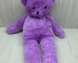 A-Mart plush purple teddy bear semi-flat floppy stuffed animal toy w/ bo... - £11.68 GBP