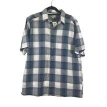 Haggar Mens Size Medium Blue Plaid Short Sleeve Button Up Shirt - £14.11 GBP