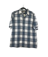 Haggar Mens Size Medium Blue Plaid Short Sleeve Button Up Shirt - £14.13 GBP