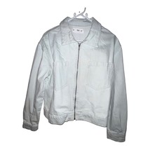 Mango MNG Pocketed Denim Jacket Full Zip Women Size Medium White Collare... - $12.08