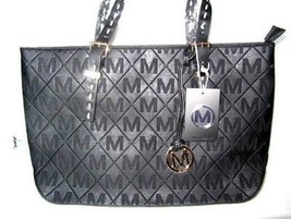 Black Handbag Purse Bag  Faux Leather Tote Fashion Classic Free Shipping - £30.61 GBP