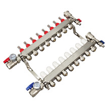 8-Branch PEX Radiant Floor Heating Manifold Set w/ Flow Meters Stainless Steel  - £167.97 GBP