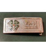 Vintage 60s Boys 4-H CLUB Belt Buckle 4 LEAF CLOVER 1x4 - $23.00