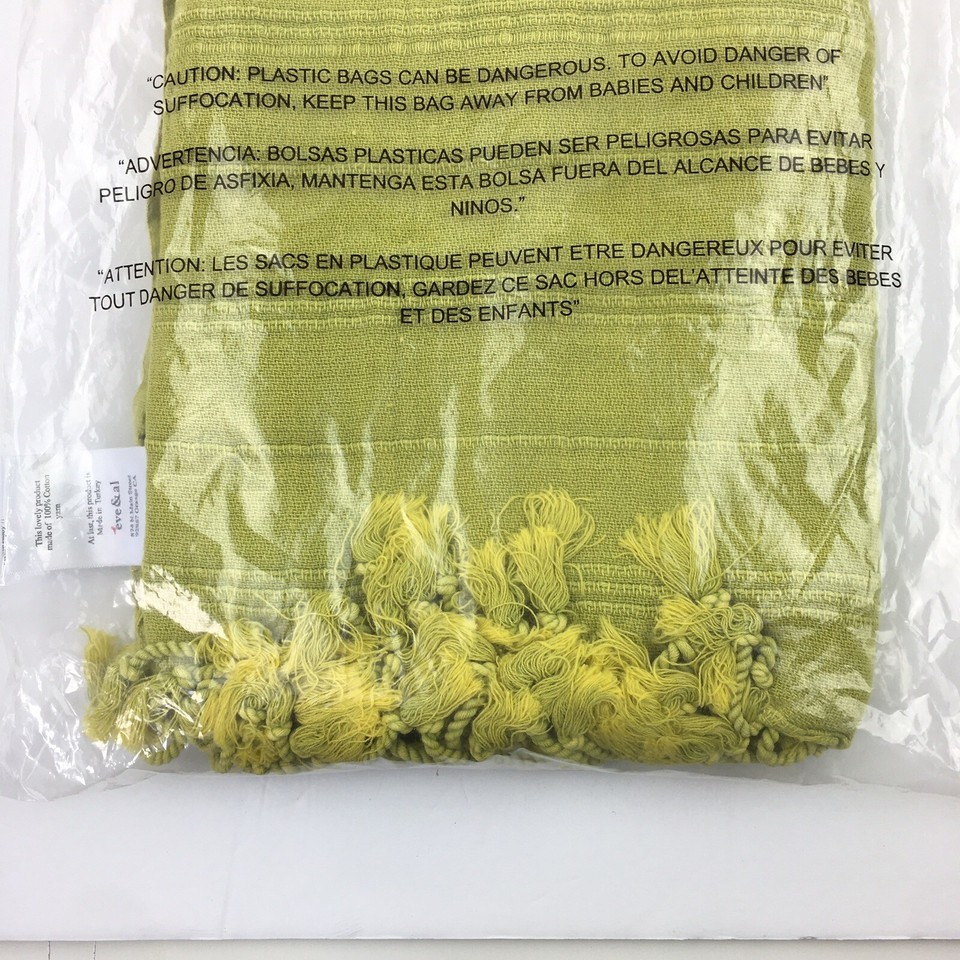 Eve & Al Beach Towel Thin Green Cotton Throw Blanket Stone Washed Retro Item image 7