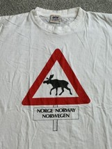 Norway Moose Yield Road Sign 2XL White TShirt Travel - $14.73