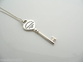 Tiffany Co Silver Return to Tiffany Heart Key Necklace Pendant 20 In Chain Gift - £400.52 GBP