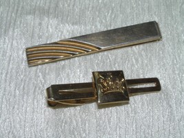 Vintage Lot of 2 Pioneer &amp; Swank Signed Goldtone with Etched Crown &amp; Swirl Tie - £6.14 GBP