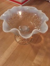 Tiara Exclusive Opalescent Tall 8&quot; Ruffled Pedestal Candy Dish Frosted - £14.41 GBP