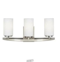 Visalia 20.25 in. W 3-Light Brushed Nickel Bathroom Vanity Light with White Etch - £60.74 GBP