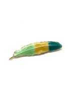 Gold &amp; Green 2&quot; Long Vintage Lapel Hat Feather Pin - $6.86 CAD