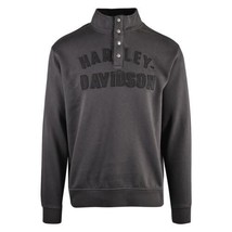 Harley-Davidson Men&#39;s Sweatshirt Black Racer Snap Front Mockneck (S03) - £52.16 GBP