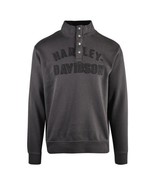 Harley-Davidson Men&#39;s Sweatshirt Black Racer Snap Front Mockneck (S03) - £51.43 GBP