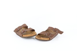 Vintage Birkenstock Womens 6 Distressed Leather Strap Buckle Sandals Brown AS IS - £27.65 GBP