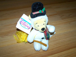 Disney Store Winnie the Pooh Snowman Bean Bag Plush Holiday Bear 8&quot; Animal - $18.00