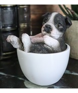 Realistic Mini Boston Terrier Teacup Statue 2.5&quot;H Pet Pal Tuxedo Gentlem... - €17,24 EUR