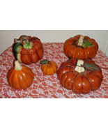Glazed Ceramic Pumpkin Fall/ Autumn Decoration 5pc Lot Candy Dish- Hallo... - $39.99