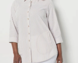 Joan Rivers Seersucker Shirt with Back Button Detail- KHAKI, 5X   #A491026 - $25.15