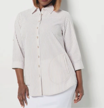 Joan Rivers Seersucker Shirt with Back Button Detail- KHAKI, 5X   #A491026 - £20.10 GBP