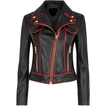 New Handmade Women Black Red Leather Jacket, Woman Style HOT SELL Fashion Jacket - £121.84 GBP