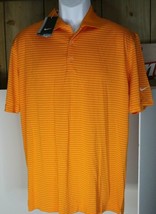 NIKE Golf men&#39;s $65 VICTORY Stripe Polo Shirt orange-white stripes size medium - £19.45 GBP