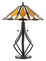 Table Lamp DALE TIFFANY Contemporary Conical Shade Diamond Cone 2-Light Bronze - £334.93 GBP